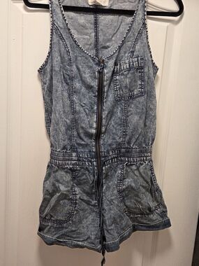 Forever 21 Acid Wash Denim Romper - Blue Women's Size Small